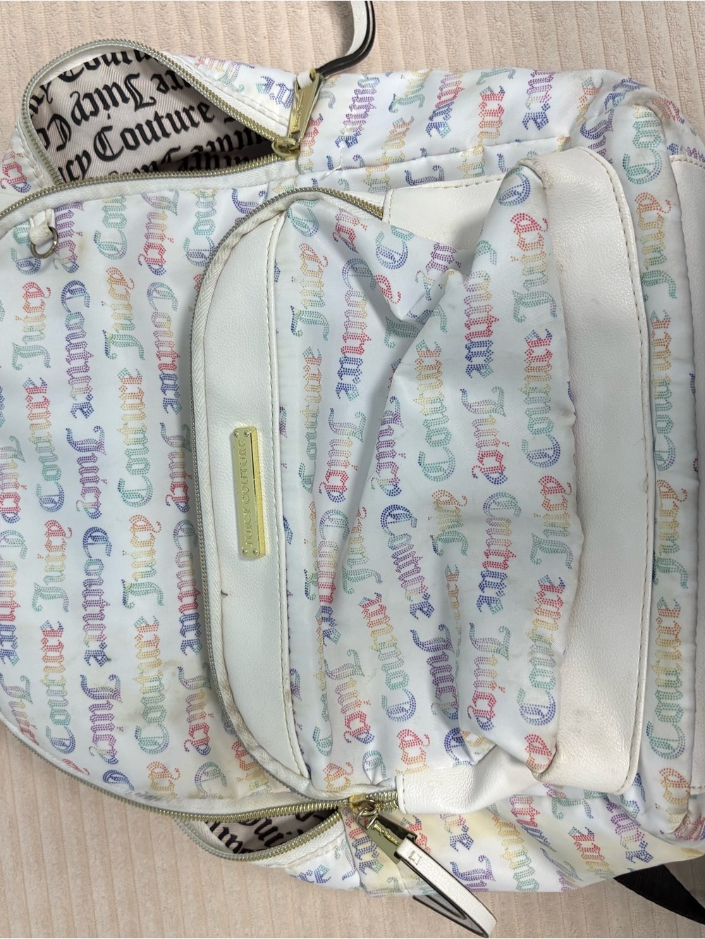 Juicy Couture White Rainbow Logo Backpack